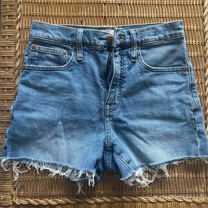 Women's Madewell Blue Denim High Waist Cut Off Jean Shorts